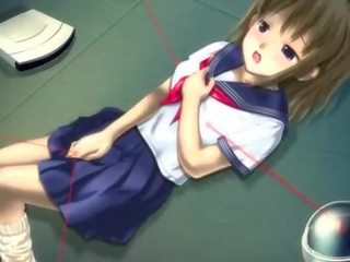Anime kotě v školní jednotný masturbuje kočička