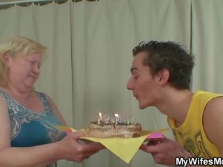 Huge boobs mother inlaw sucks and rides young johnson