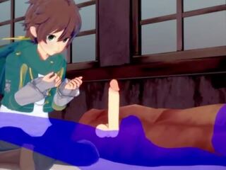 Konosuba yaoi - kazuma духане с изпразване в негов уста - японки азиатки манга аниме игра възрастен клипс гей