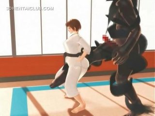 Hentai karate kerida pamamasal ng bibig sa a malaki at mabigat manhood sa tatlong-dimensiyonal
