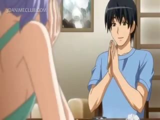 Shy Hentai Doll In Apron Jumping Craving manhood In Bed