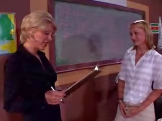 Perfected Lesbian Teacher Fucks Young babe In The Classroom