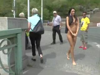 Slim teen martina films her desirable body in public